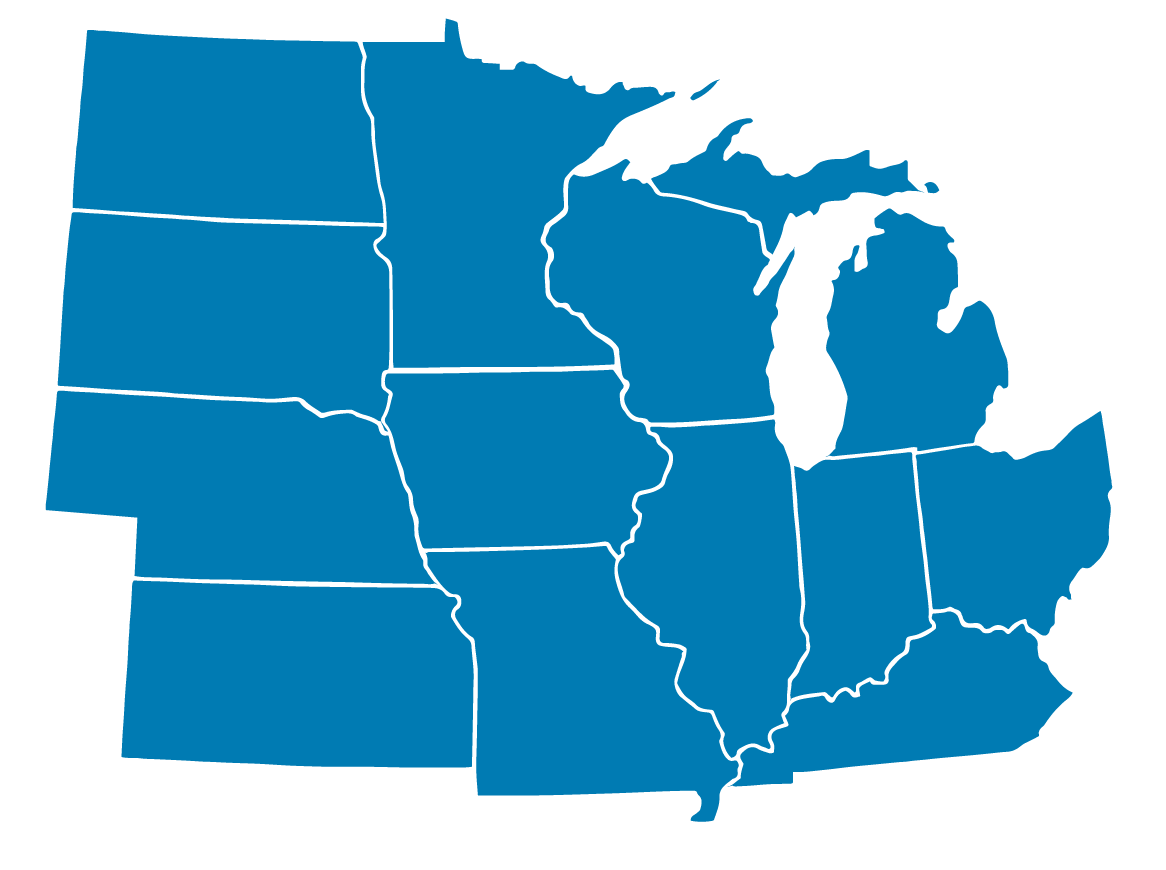 map of MEEA's 13 state footprint